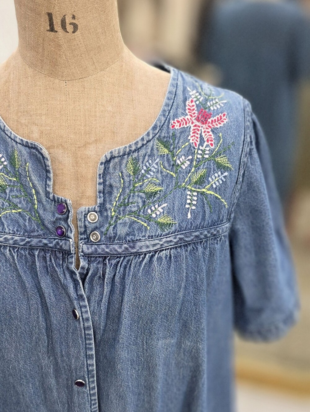 Vintage Denim Button Down Dress
